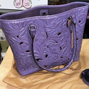 Patricia Nash Leather Cutout Adeline Tote Amethyst